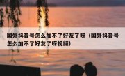 国外抖音号怎么加不了好友了呀（国外抖音号怎么加不了好友了呀视频）