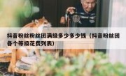 抖音粉丝粉丝团满级多少多少钱（抖音粉丝团各个等级花费列表）