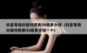 抖音等级价格对照表50级多少钱（抖音等级价格对照表50级多少钱一个）