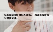 抖音等级价格对照表200万（抖音等级价格对照表50级）