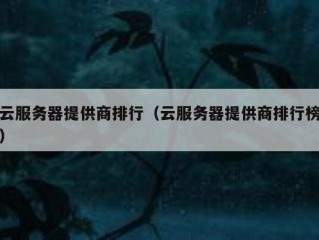 云服务器提供商排行（云服务器提供商排行榜）
