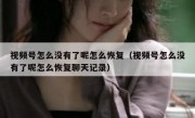 视频号怎么没有了呢怎么恢复（视频号怎么没有了呢怎么恢复聊天记录）