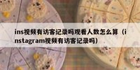 ins视频有访客记录吗观看人数怎么算（instagram视频有访客记录吗）