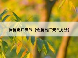 恢复出厂天气（恢复出厂天气方法）