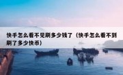 快手怎么看不见刷多少钱了（快手怎么看不到刷了多少快币）
