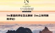 ins里面的评论怎么删掉（ins上如何删除评论）