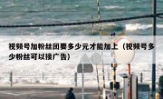 视频号加粉丝团要多少元才能加上（视频号多少粉丝可以接广告）