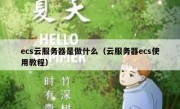 ecs云服务器是做什么（云服务器ecs使用教程）