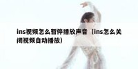 ins视频怎么暂停播放声音（ins怎么关闭视频自动播放）