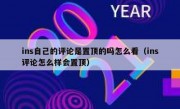 ins自己的评论是置顶的吗怎么看（ins评论怎么样会置顶）