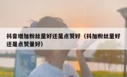 抖音增加粉丝量好还是点赞好（抖加粉丝量好还是点赞量好）