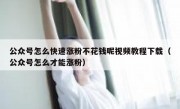 公众号怎么快速涨粉不花钱呢视频教程下载（公众号怎么才能涨粉）