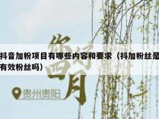 抖音加粉项目有哪些内容和要求（抖加粉丝是有效粉丝吗）