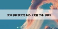 快手涨粉很快怎么办（流量快手 涨粉）