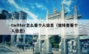 twitter怎么看个人信息（推特查看个人信息）