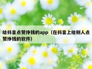 给抖音点赞挣钱的app（在抖音上给别人点赞挣钱的软件）