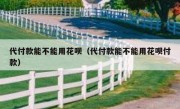 代付款能不能用花呗（代付款能不能用花呗付款）