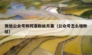 微信公众号如何涨粉丝方案（公众号怎么增粉丝）