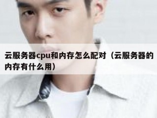 云服务器cpu和内存怎么配对（云服务器的内存有什么用）