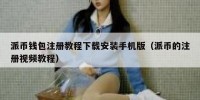 派币钱包注册教程下载安装手机版（派币的注册视频教程）