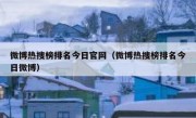 微博热搜榜排名今日官网（微博热搜榜排名今日微博）