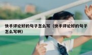 快手评论好的句子怎么写（快手评论好的句子怎么写啊）