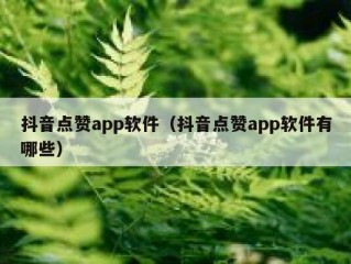 抖音点赞app软件（抖音点赞app软件有哪些）