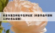 抖音文案怎样能不在评论区（抖音作品不想别人评论怎么设置）