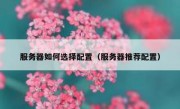 服务器如何选择配置（服务器推荐配置）