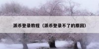 派币登录教程（派币登录不了的原因）