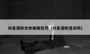 抖音涨粉太快被做处罚（抖音涨粉违法吗）