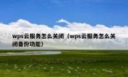 wps云服务怎么关闭（wps云服务怎么关闭备份功能）