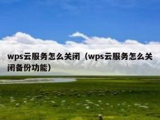 wps云服务怎么关闭（wps云服务怎么关闭备份功能）