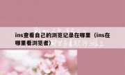ins查看自己的浏览记录在哪里（ins在哪里看浏览者）