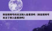 微信视频号的关注别人能看到吗（微信视频号关注了别人能看到吗）
