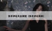 快手评论大全简短（快手评论简单）