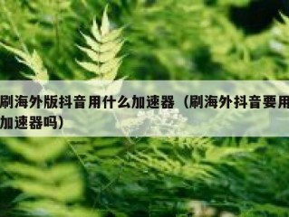 刷海外版抖音用什么加速器（刷海外抖音要用加速器吗）