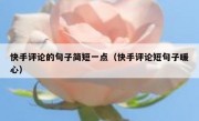 快手评论的句子简短一点（快手评论短句子暖心）