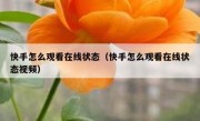 快手怎么观看在线状态（快手怎么观看在线状态视频）