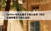 twitter为什么看不了别人主页（为什么推特看不了别人主页）