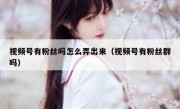视频号有粉丝吗怎么弄出来（视频号有粉丝群吗）