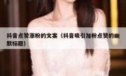 抖音点赞涨粉的文案（抖音吸引加粉点赞的幽默标题）