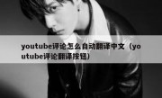 youtube评论怎么自动翻译中文（youtube评论翻译按钮）