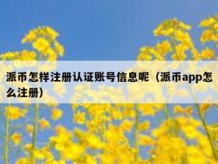 派币怎样注册认证账号信息呢（派币app怎么注册）