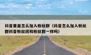抖音里面怎么加入粉丝群（抖音怎么加入粉丝群抖音粉丝团和粉丝群一样吗）