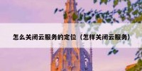 怎么关闭云服务的定位（怎样关闭云服务）