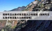 视频号怎么做才有流量入口和收益（视频号怎么做才有流量入口和收益呢）