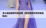 怎么增加视频号粉丝数（微信视频号如何增加粉丝）