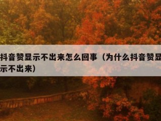 抖音赞显示不出来怎么回事（为什么抖音赞显示不出来）