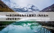 ins自己的评论为什么置顶了（为什么ins评论不见了）